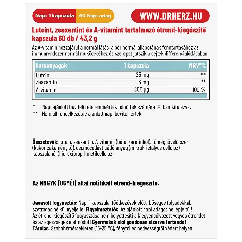 Dr. Herz Lutein 25mg Forte kapszula - 60db - Image 2 Dr. Herz Lutein 25mg Forte kapszula - 60db - Image 2