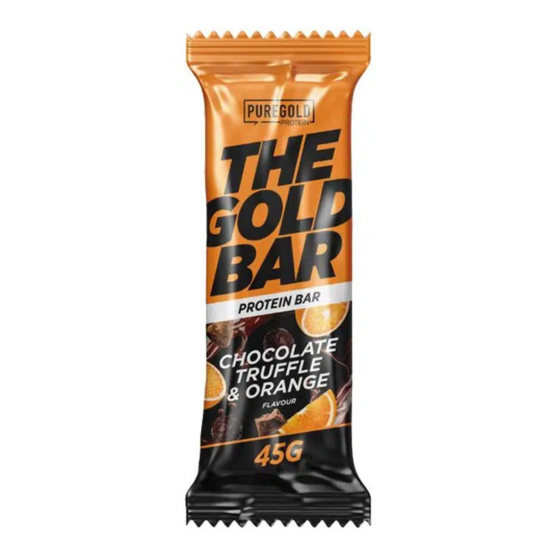 Pure Gold The Gold Bar protein szelet Csokoládé & Truffle & Narancs - 45g Pure Gold The Gold Bar protein szelet Csokoládé & Truffle & Narancs - 45g