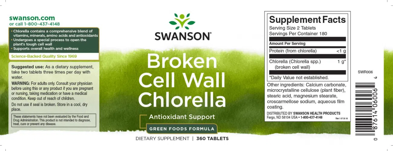 Swanson Chlorella alga tabletta - 360db - Image 2 Swanson Chlorella alga tabletta - 360db - Image 2