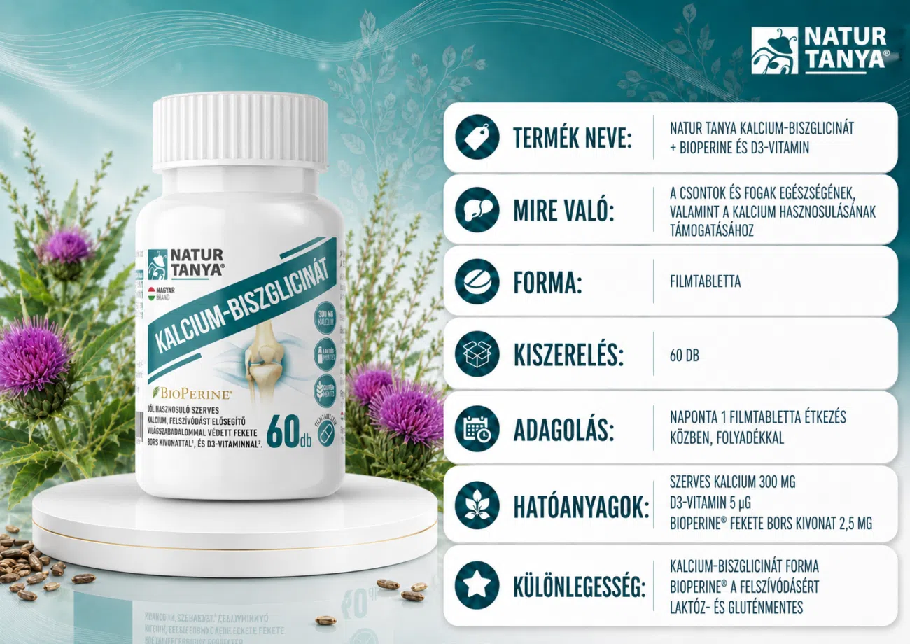 Natur Tanya Kalcium-Biszglicinát + BioPerine és D3-vitamin filmtabletta