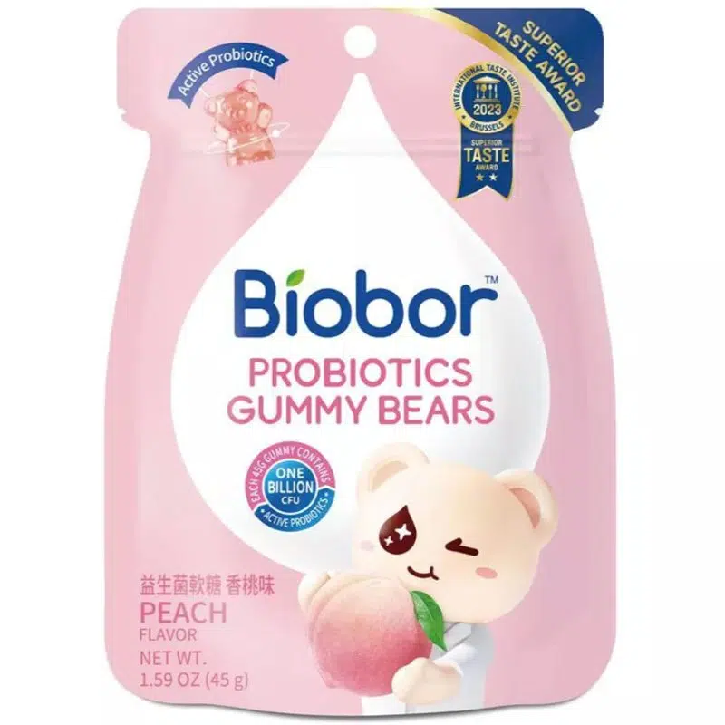 Biobor Őszibarack ízű gumicukorka probiotikus baktériumtörzsekkel - 45g Biobor Őszibarack ízű gumicukorka probiotikus baktériumtörzsekkel - 45g