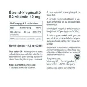 Vitaking B2-vitamin (Riboflavin) tabletta - 60db - Image 2 Vitaking B2-vitamin (Riboflavin) tabletta - 60db - Image 2