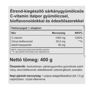 Vitaking Instant C-vitamin 1000mg sárkánygyümölcs ízű italpor - 400g - Image 2