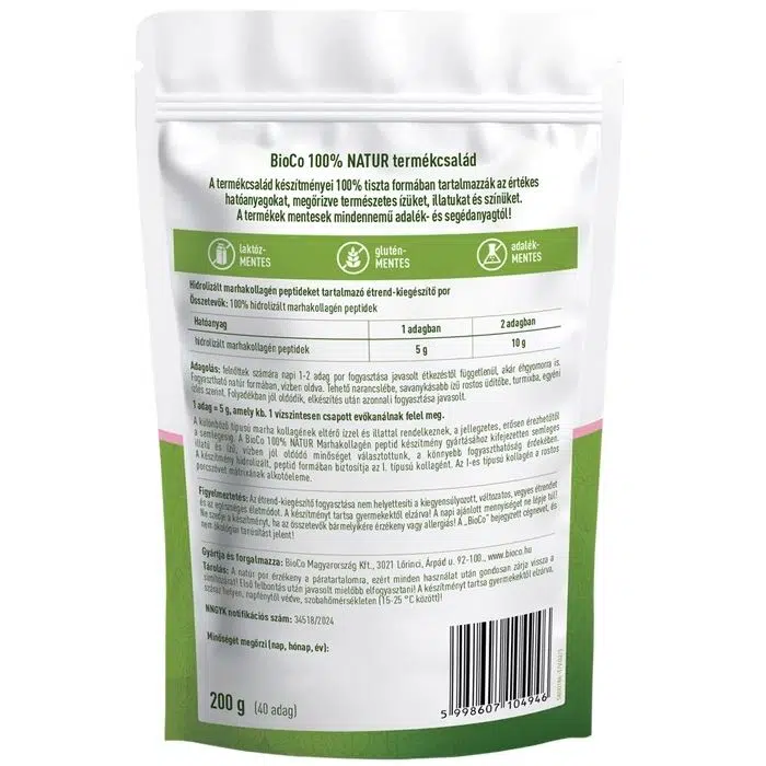 BioCo 100% NATUR Marhakollagén peptidek - 200g - Image 2 BioCo 100% NATUR Marhakollagén peptidek - 200g - Image 2
