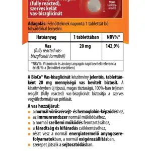BioCo Vas-biszglicinát tabletta - 60db - Image 2 BioCo Vas-biszglicinát tabletta - 60db - Image 2