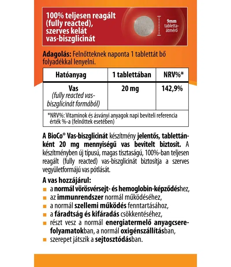 BioCo Vas-biszglicinát tabletta - 60db - Image 2 BioCo Vas-biszglicinát tabletta - 60db - Image 2