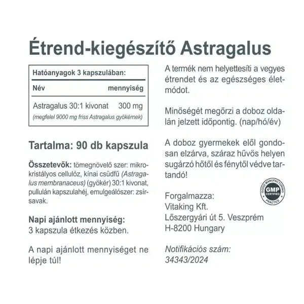 Vitaking Astragalus kivonat kapszula - 90db - Image 2 Vitaking Astragalus kivonat kapszula - 90db - Image 2