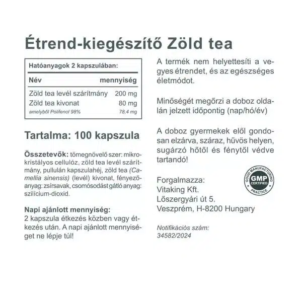 Vitaking Zöld Tea kapszula - 100db - Image 2 Vitaking Zöld Tea kapszula - 100db - Image 2