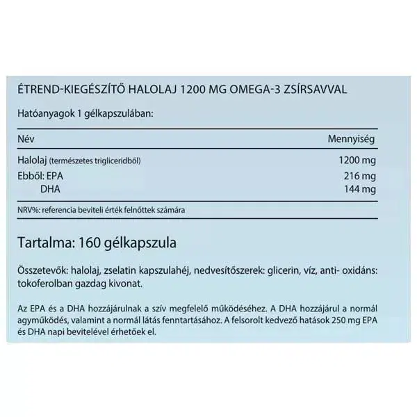 Vitaking Omega-3 Halolaj 1200mg lágyzselatin kapszula - 160db - Image 2 Vitaking Omega-3 Halolaj 1200mg lágyzselatin kapszula - 160db - Image 2