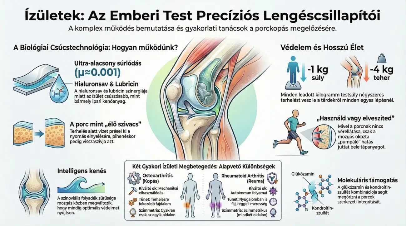 Ízületek: Az emberi test precíziós lengéscsillapítói - infografika Ízületek: Az emberi test precíziós lengéscsillapítói - infografika