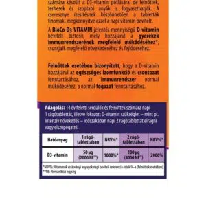 BioCo D3-vitamin 2000NE cseresznyés rágótabletta - 90db - Image 2 BioCo D3-vitamin 2000NE cseresznyés rágótabletta - 90db - Image 2