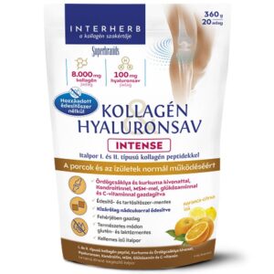 Interherb Kollagén&Hyaluronsav Porcépítő italpor Intense Nádcukorral Narancsos - 360g