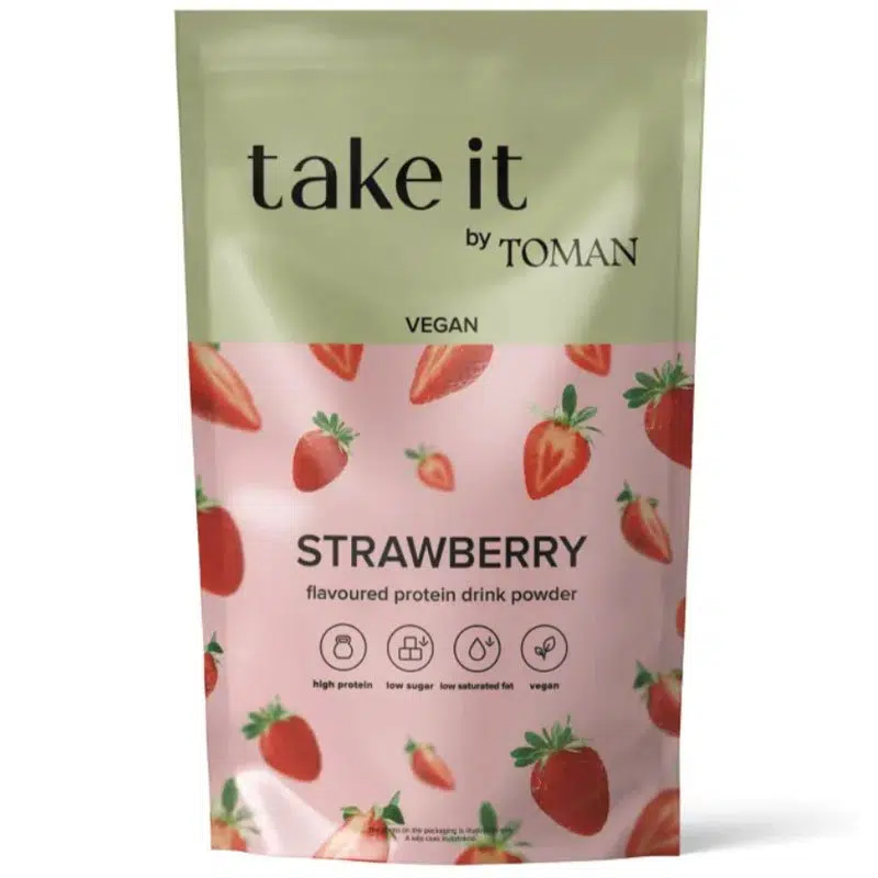 Take it by Toman Vegan Zab fehérje italpor - Eper - 450g Take it by Toman Vegan Zab fehérje italpor - Eper - 450g