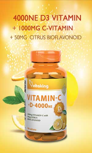Vitaking C-vitamin 1000mg + D3-vitamin 4000NE tabletta