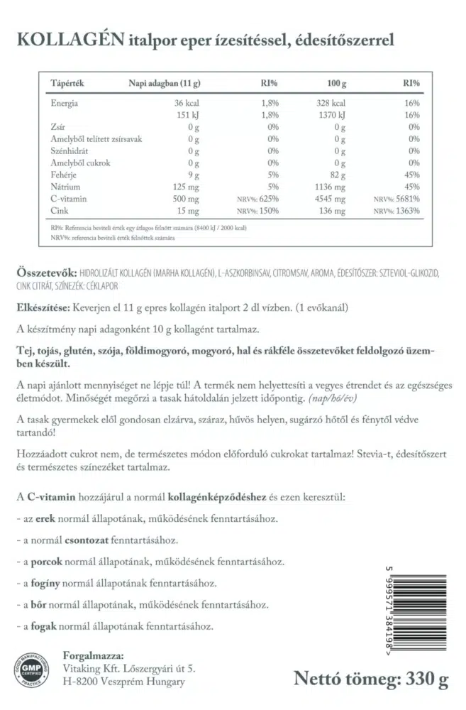 Vitaking Kollagén Eper ízű italpor - 330g - Image 2 Vitaking Kollagén Eper ízű italpor - 330g - Image 2