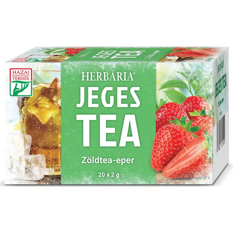 Herbária Jeges tea Zöld tea-Eper - 20 filter Herbária Jeges tea Zöld tea-Eper - 20 filter