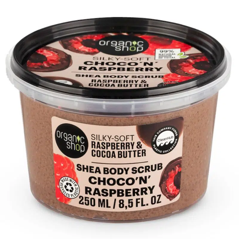 Organic Shop ''Csokis málna'' Puhító testradír málnával és kakaóvajjal - 250ml Organic Shop ''Csokis málna'' Puhító testradír málnával és kakaóvajjal - 250ml