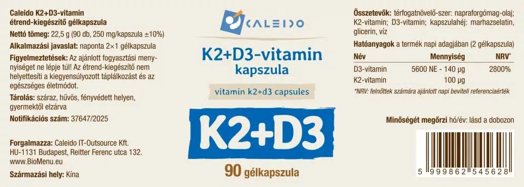 Caleido K2-D3-vitamin gélkapszula - 90db - Image 2 Caleido K2-D3-vitamin gélkapszula - 90db - Image 2