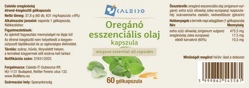 Caleido Oregánó esszenciális olaj kapszula - 60db - Image 2 Caleido Oregánó esszenciális olaj kapszula - 60db - Image 2