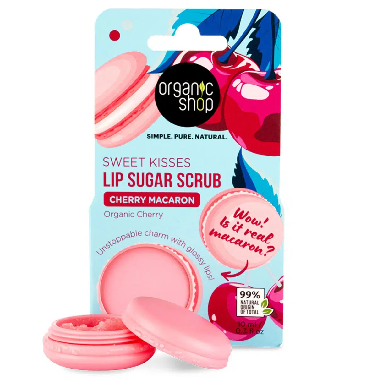 Organic Shop Cseresznyés macaron cukros ajakradír bio cseresznyével - 10ml Organic Shop Cseresznyés macaron cukros ajakradír bio cseresznyével - 10ml