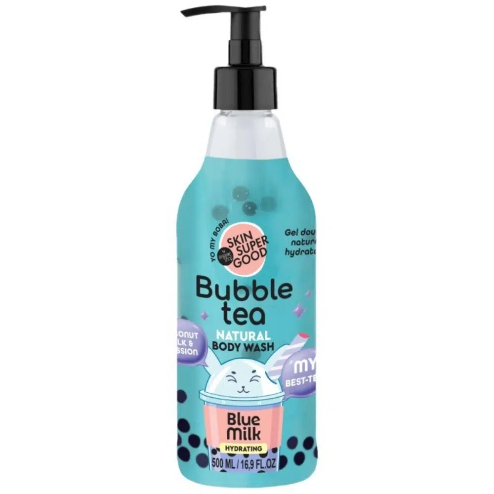 Skin Super Good Bubble Tea Blue Milk hidratáló tusfürdő kókusztejjel és maracujával - 500ml Skin Super Good Bubble Tea Blue Milk hidratáló tusfürdő kókusztejjel és maracujával - 500ml