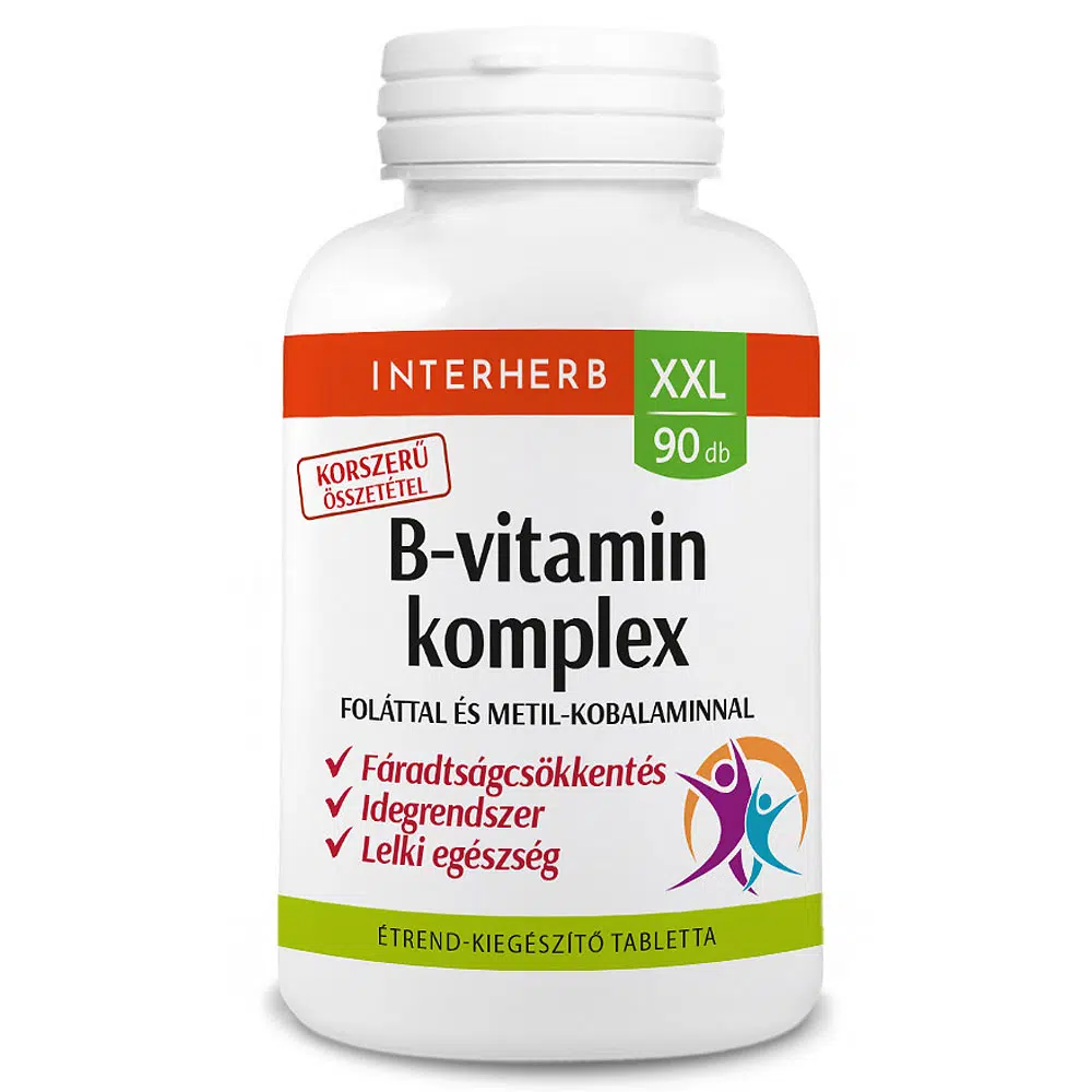 Interherb XXL B-vitamin Komplex tabletta Foláttal és Metil-Kobalaminnal - 90db Interherb XXL B-vitamin Komplex tabletta Foláttal és Metil-Kobalaminnal - 90db