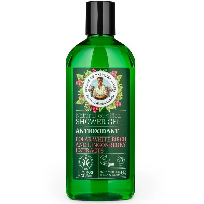 Babushka Agafia Antioxidáns tusfürdő gél sarki fehérnyír- és vörösáfonya-kivonattal 260ml Babushka Agafia Antioxidáns tusfürdő gél sarki fehérnyír- és vörösáfonya-kivonattal 260ml