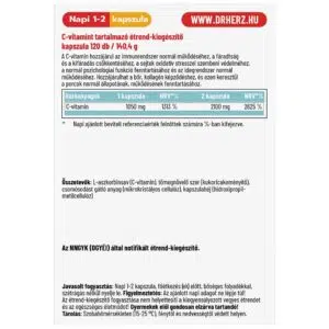 Dr. Herz C-vitamin 1050mg PURE XXL kapszula - 120db - Image 2 Dr. Herz C-vitamin 1050mg PURE XXL kapszula - 120db - Image 2