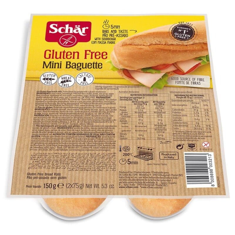 Schar gluténmentes mini bagett elősütött 2x75g 150g Schar gluténmentes mini bagett elősütött 2x75g 150g