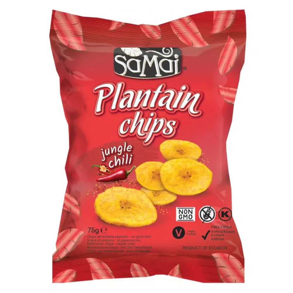 Samai Plantain chips csípős chilli - 75g Samai Plantain chips csípős chilli - 75g