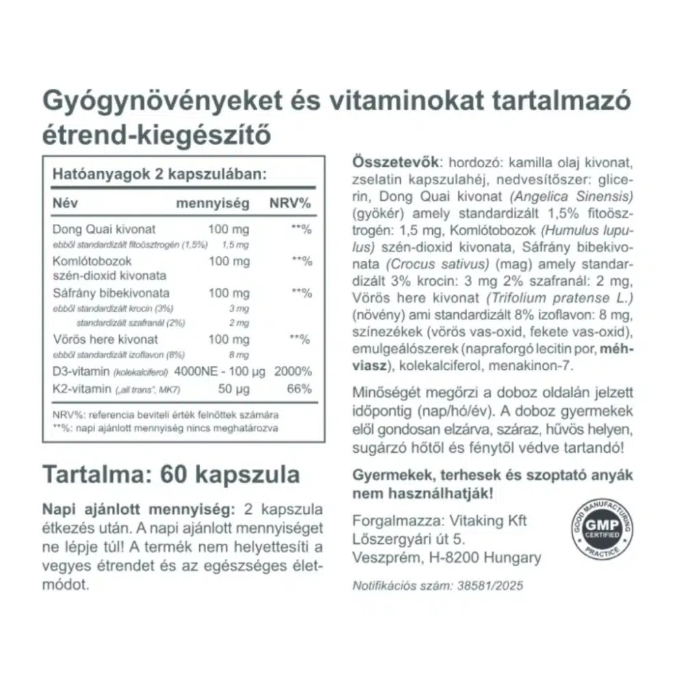 Vitaking Gyógynövény Komplex 50+ nőknek kapszula - 60db - Image 2 Vitaking Gyógynövény Komplex 50+ nőknek kapszula - 60db - Image 2