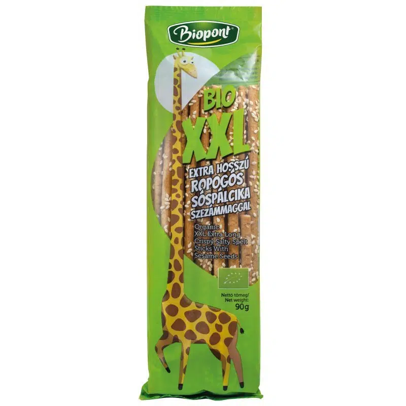 Biopont XXL Extra hosszú szezámmagos ropogós sóspálcika 90g Biopont XXL Extra hosszú szezámmagos ropogós sóspálcika 90g