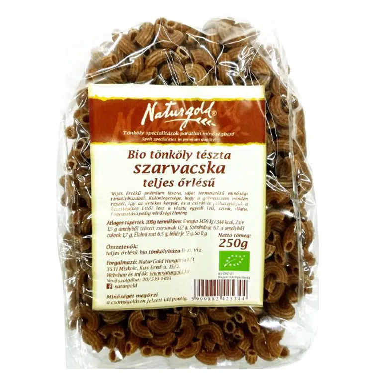 Naturgold bio tönköly tészta tk. Szarvacska 250g Naturgold bio tönköly tészta tk. Szarvacska 250g