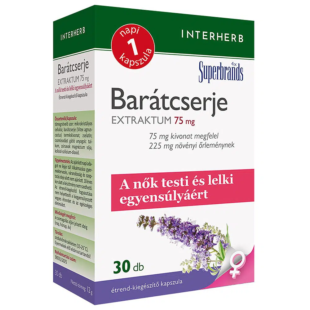 Interherb Barátcserje extraktum 75mg kapszula - 30db Interherb Barátcserje extraktum 75mg kapszula - 30db