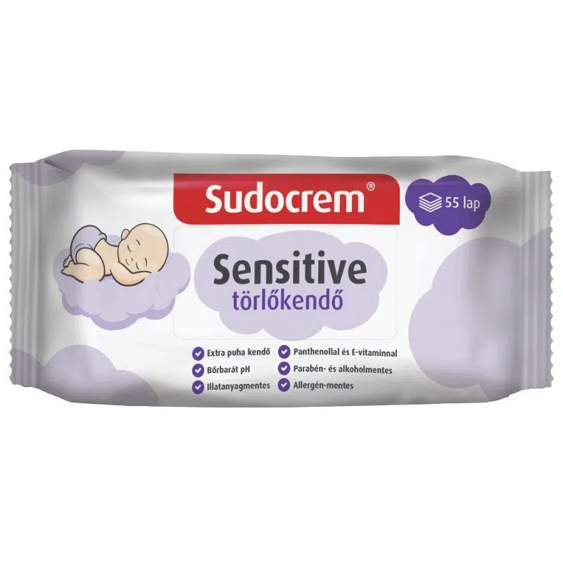 Sudocrem törlőkendő sensitive 55db Sudocrem törlőkendő sensitive 55db