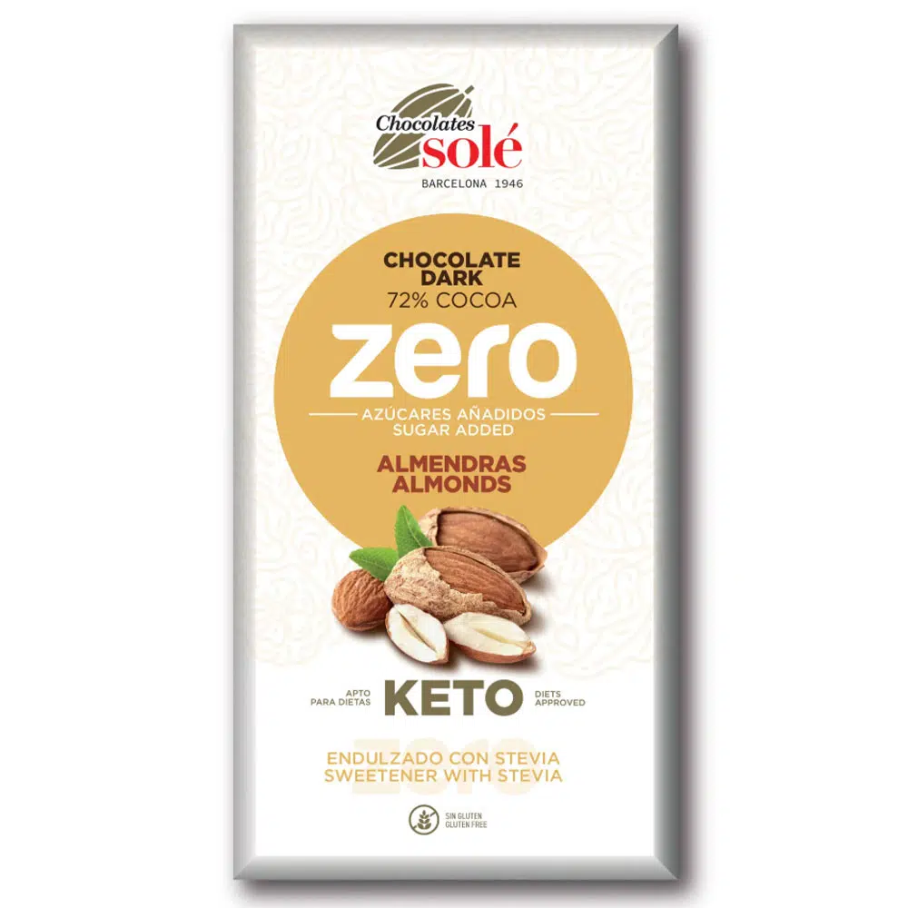 Chocolates Solé ZERO Cukormentes Mandulás Étcsokoládé - 100g Chocolates Solé ZERO Cukormentes Mandulás Étcsokoládé - 100g