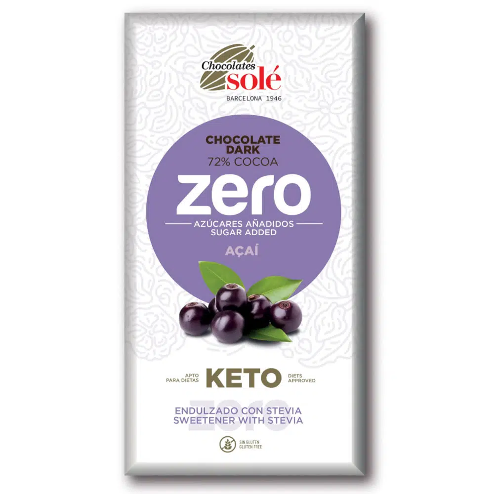 Chocolates Solé ZERO Cukormentes Acai Bogyós Étcsokoládé - 100g Chocolates Solé ZERO Cukormentes Acai Bogyós Étcsokoládé - 100g