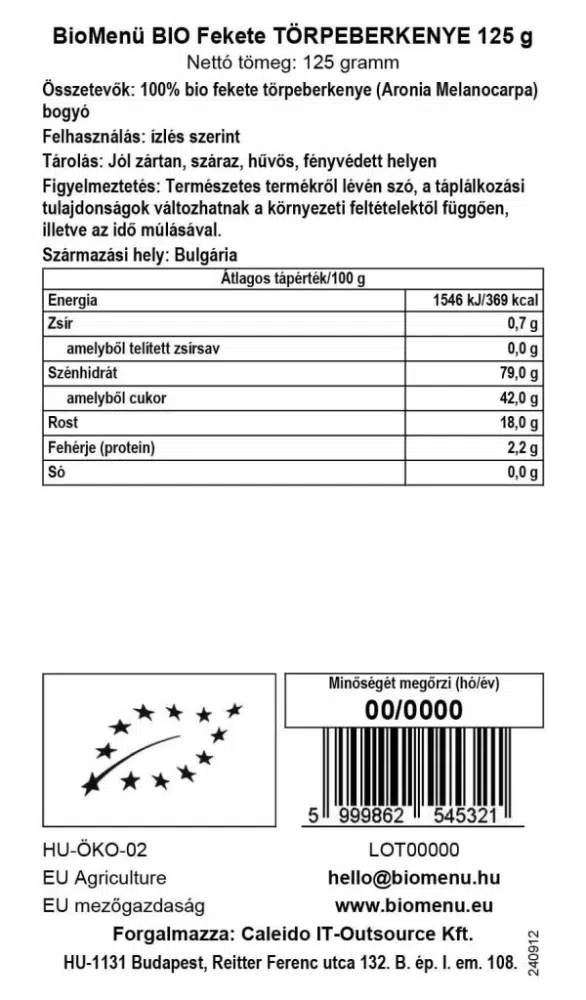 Biomenü bio Fekete törpeberkenye (egész bogyó) 125g - - Image 2 Biomenü bio Fekete törpeberkenye (egész bogyó) 125g - - Image 2