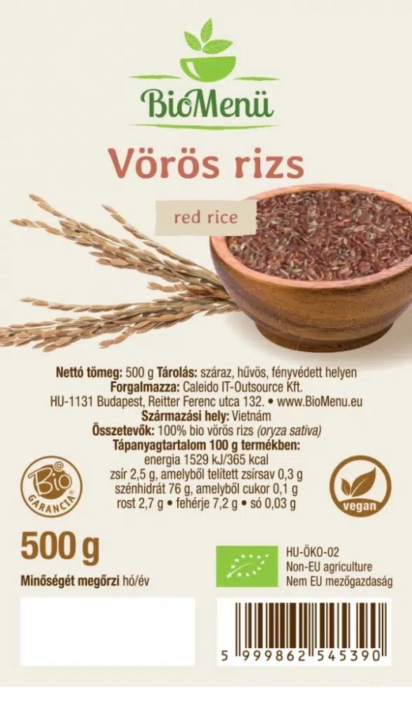 Biomenü Bio Vörös RIZS 500g - - Image 2 Biomenü Bio Vörös RIZS 500g - - Image 2