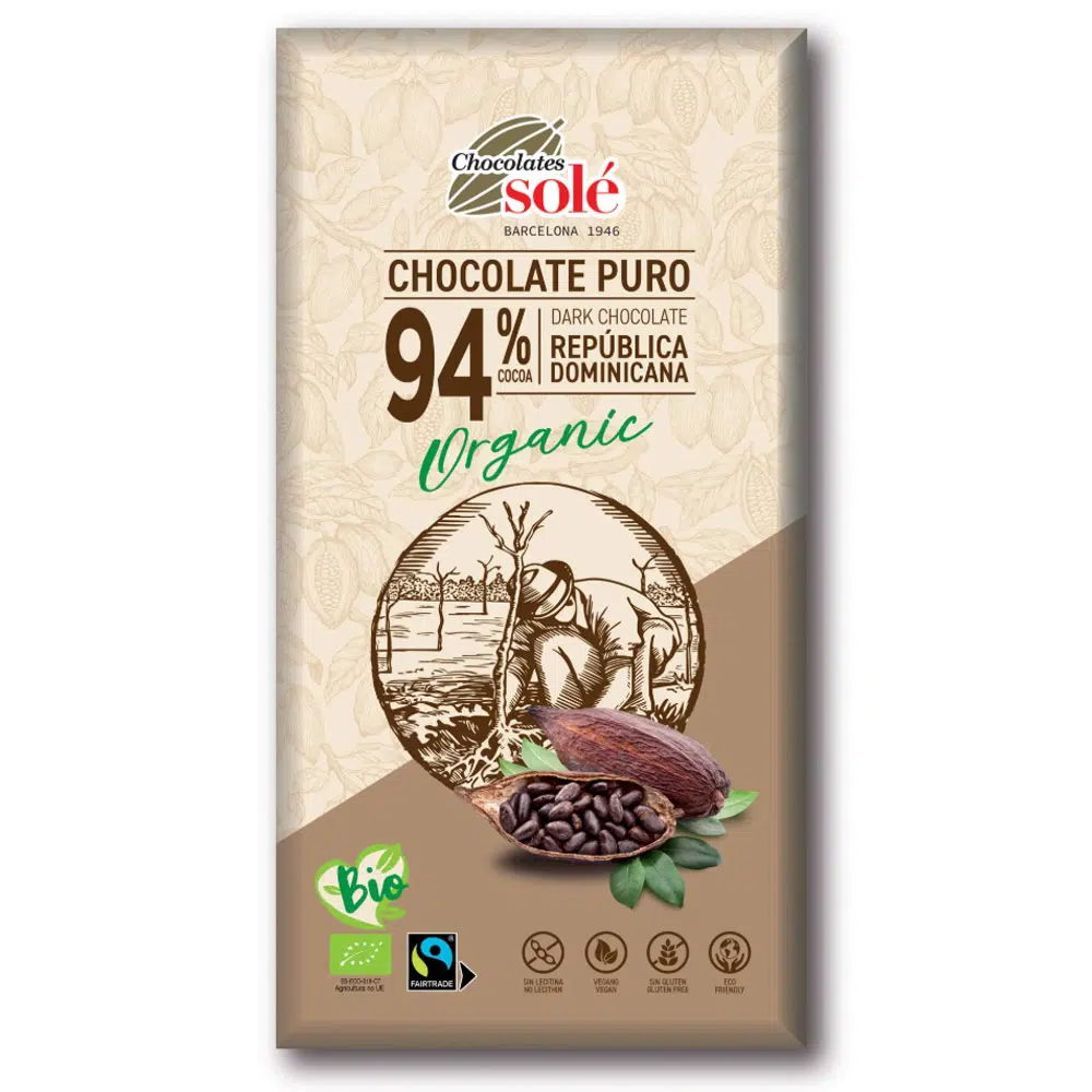 Chocolates Solé 94% Bio Étcsokoládé - 100g Chocolates Solé 94% Bio Étcsokoládé - 100g