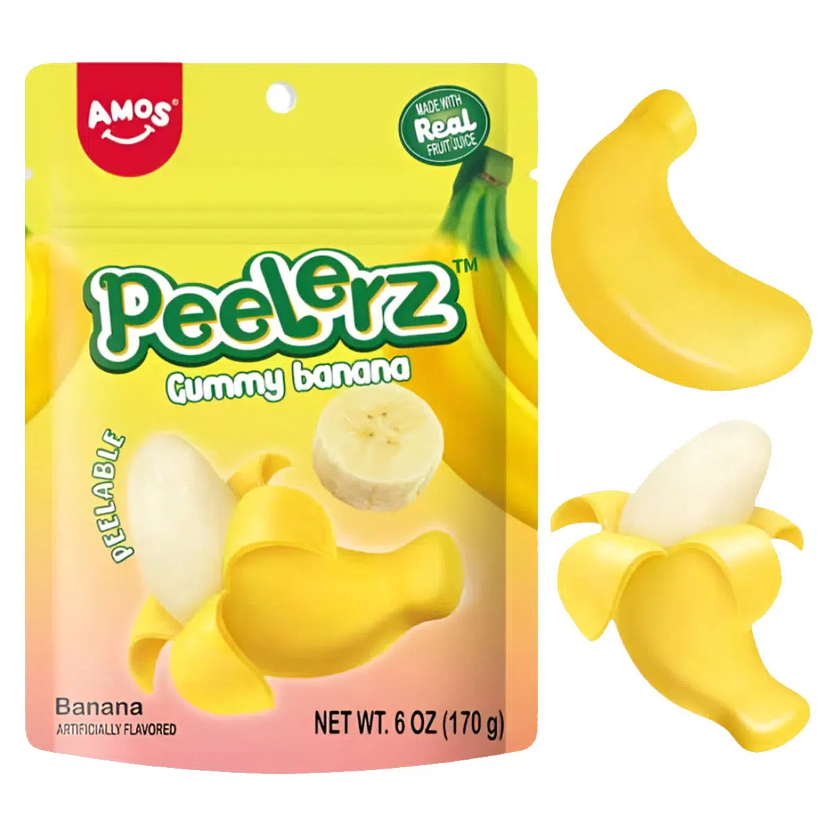 Amos Peelerz Hámozható Banán ízű gumicukor - 85g Amos Peelerz Hámozható Banán ízű gumicukor - 85g