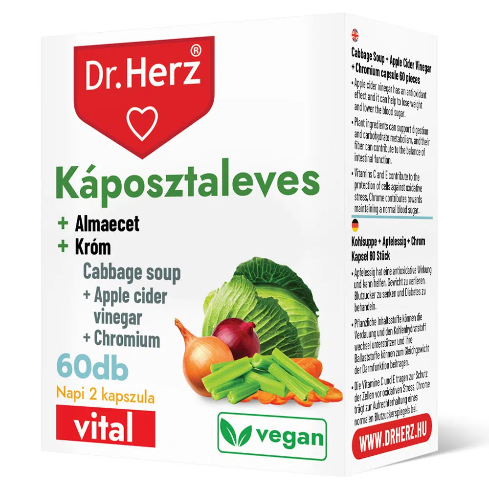 Dr. Herz Káposztaleves + Almaecet + Króm kapszula - 60db Dr. Herz Káposztaleves + Almaecet + Króm kapszula - 60db