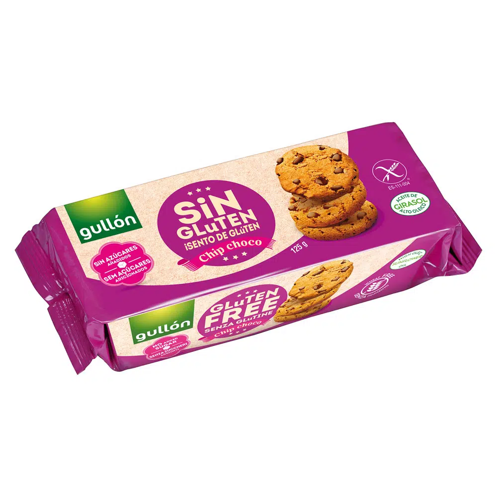 Gullón gluténmentes keksz chip choco étcsokoládé darabokkal - 125g Gullón gluténmentes keksz chip choco étcsokoládé darabokkal - 125g