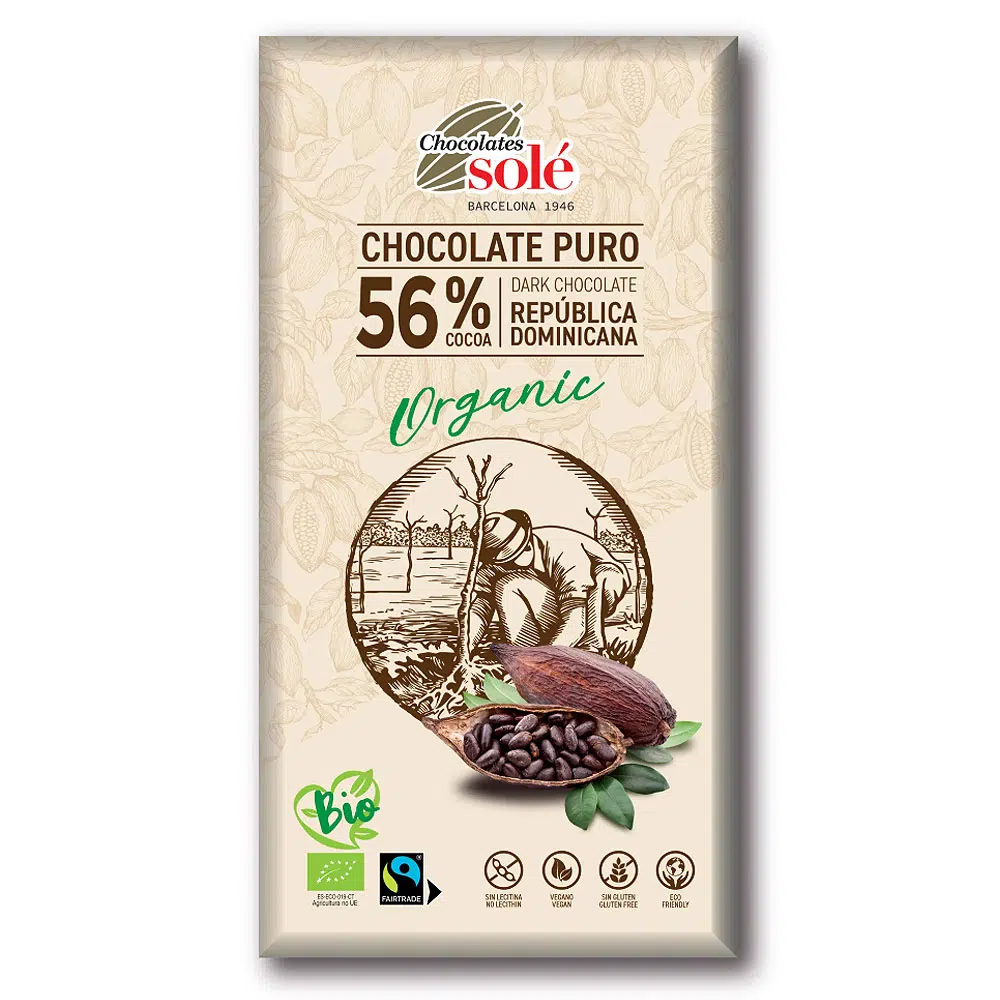 Chocolates Solé 56% Bio Étcsokoládé - 100g Chocolates Solé 56% Bio Étcsokoládé - 100g