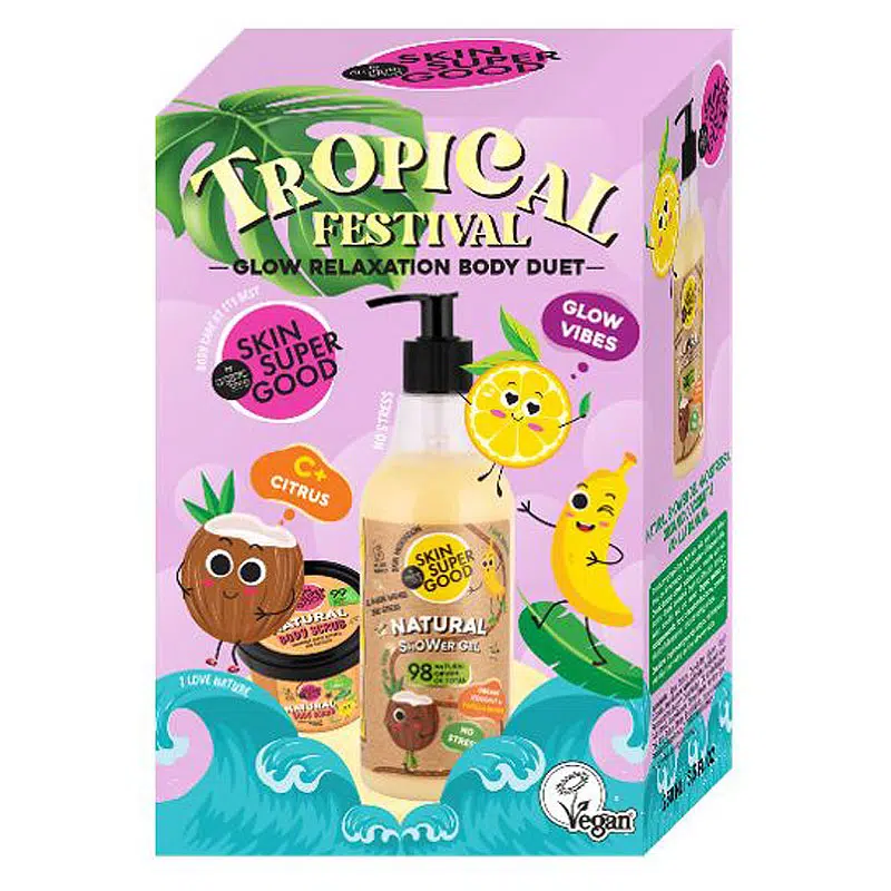 Skin Super Good Trópusi fesztivál ragyogásfokozó testápoló szett - 250ml + 100ml Skin Super Good Trópusi fesztivál ragyogásfokozó testápoló szett - 250ml + 100ml