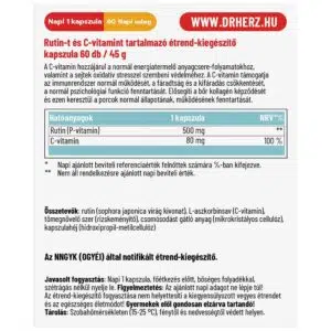 Dr. Herz Rutin 500mg + C-vitaminnal kapszula - 60db - Image 2 Dr. Herz Rutin 500mg + C-vitaminnal kapszula - 60db - Image 2