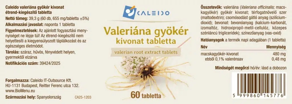 Caleido Valeriana gyökér kivonat tabletta - 60db - Image 2 Caleido Valeriana gyökér kivonat tabletta - 60db - Image 2
