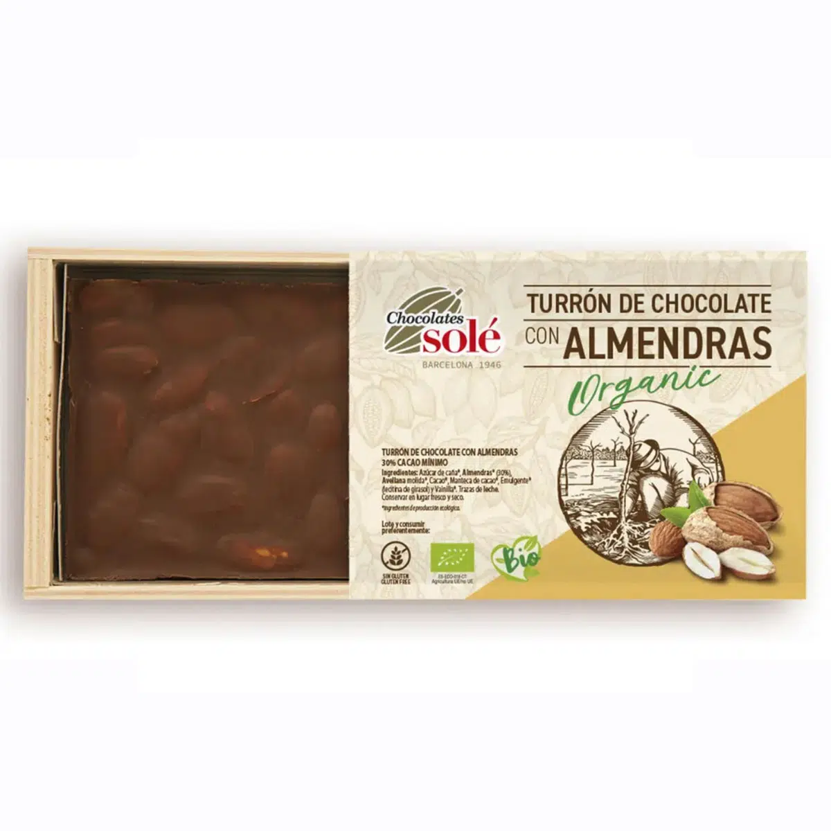 Chocolates Solé Bio csokoládés Nugát mandulával - 200g Chocolates Solé Bio csokoládés Nugát mandulával - 200g