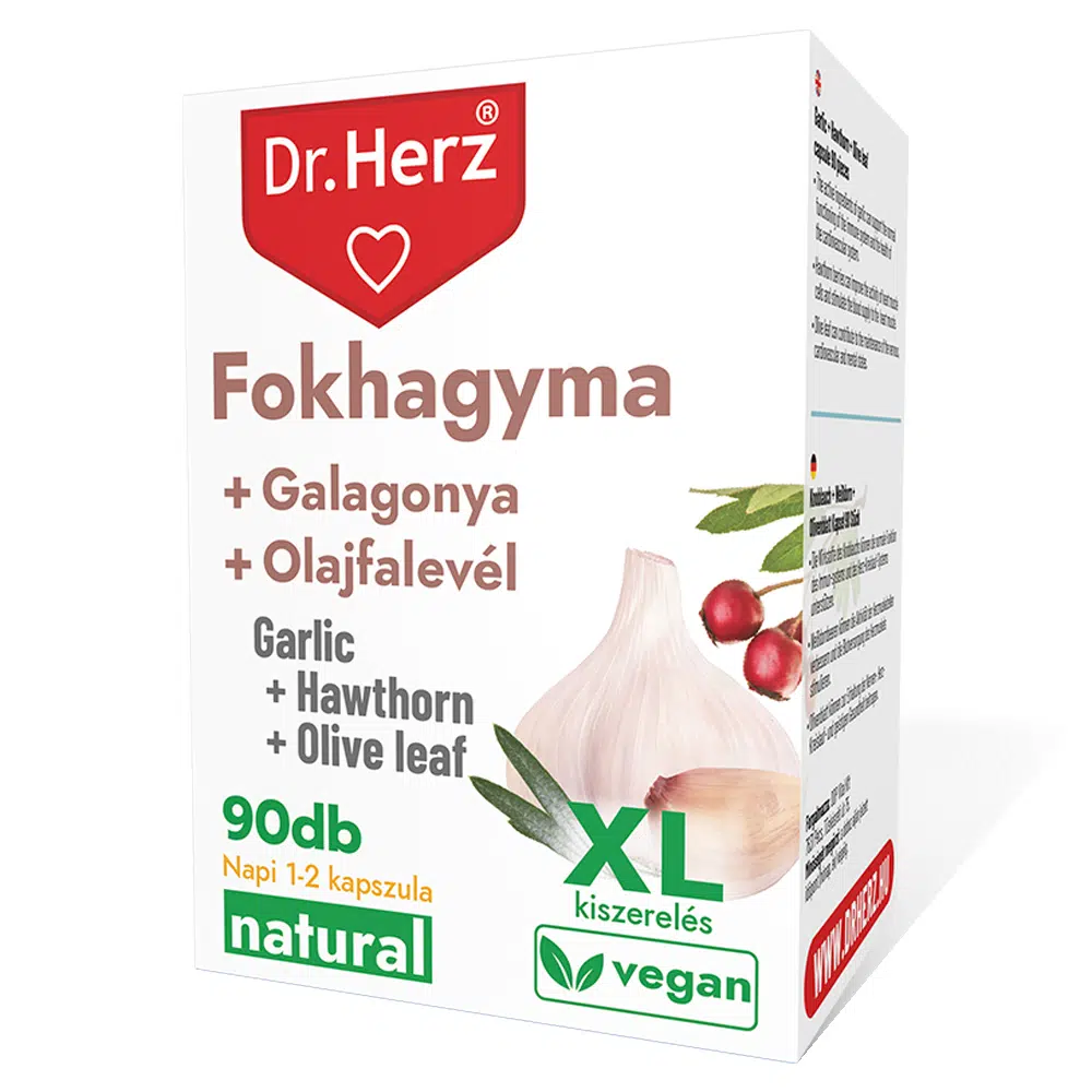 Dr. Herz XL Fokhagyma + Galagonya + Olajfalevél kapszula - 90db Dr. Herz XL Fokhagyma + Galagonya + Olajfalevél kapszula - 90db