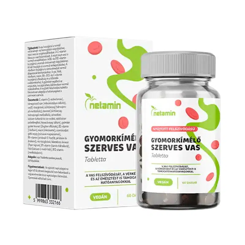 Netamin Gyomorkímélő Szerves Vas tabletta - 60db Netamin Gyomorkímélő Szerves Vas tabletta - 60db